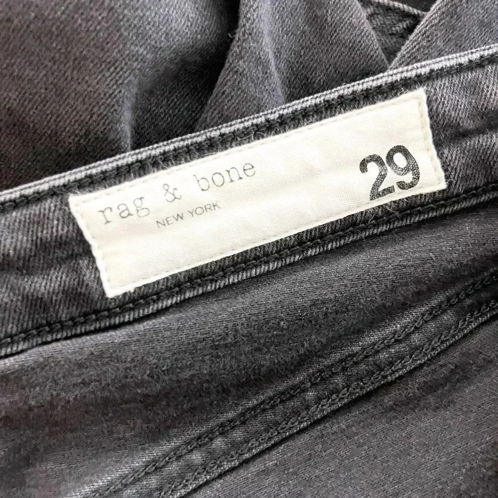 Rag & Bone Faded Black Nina High Rise Ankle Skinny Jeans Women's Waist Size 29